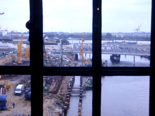Harbor view (south) of the Hamburg Maritimes Museum from the Caf&eacute;.